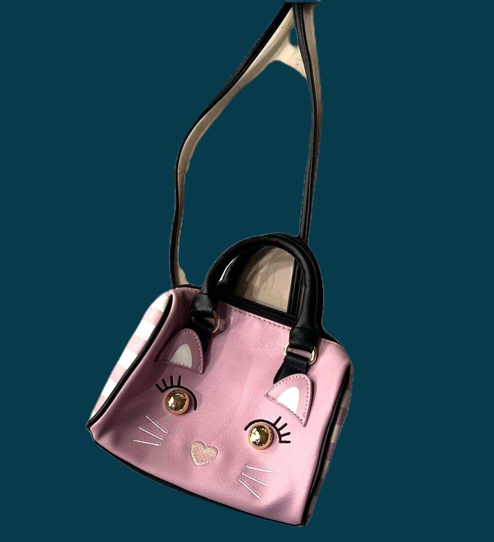 Betsey Johnson Pink & Black Cat Mini Crossbody Bag Love Betsey Shoulder Bag